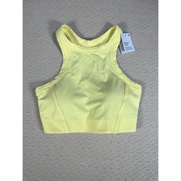 Lululemon Ribbed Nulu High-neck Yoga Bra Women's Size 8 Yellow - Picture 1 of 8